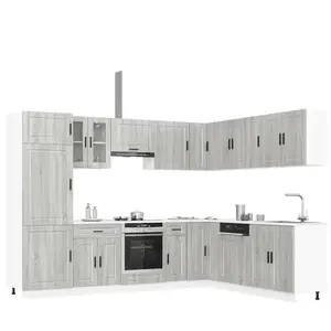 Comparateur de prix : vidaXL Ensemble d'armoires de cuisine 14 pcs Porto bois d'ingénierie