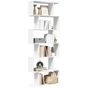 Tagère séparatrice de pièce à 6 niveaux blanc 70x24x193 cm Vidaxl White pas cher