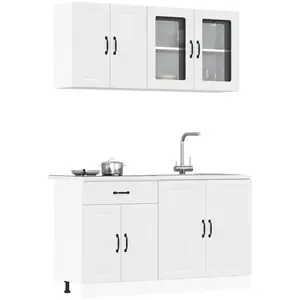 Comparateur de prix : vidaXL Ensemble d'armoires cuisine 4pcs Kalmar blanc bois d'ingénierie