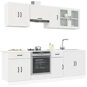 vidaXL Ensemble d'armoires cuisine 8pcs Kalmar blanc bois d'ingénierie pas cher