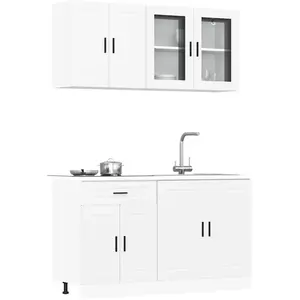vidaXL Ensemble d'armoires cuisine 4pcs Kalmar blanc bois d'ingénierie pas cher