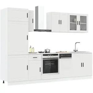 vidaXL Ensemble d'armoires cuisine 8pcs Kalmar blanc bois d'ingénierie pas cher
