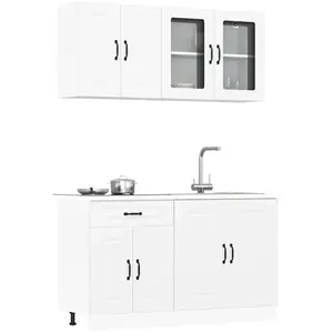 Comparateur de prix : vidaXL Ensemble d'armoires cuisine 4pcs Kalmar blanc bois d'ingénierie