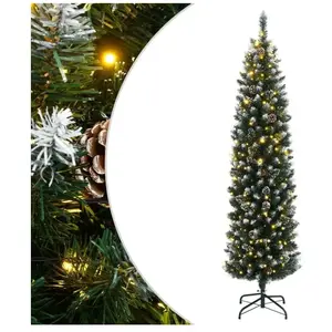 vidaXL Sapin de Noël artificiel mince 300 LED 180 cm pas cher