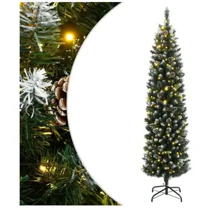 Comparateur de prix : vidaXL Sapin de Noël artificiel mince 300 LED 210 cm