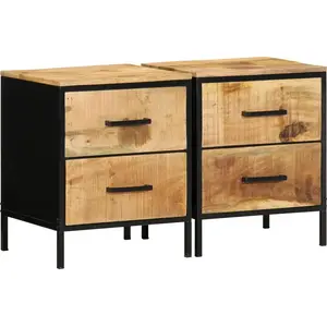 Comparateur de prix : vidaXL Vidaxl Ensemble De Tables De Chevet 2 Pcs 40x35x50 Cm Bois Massif Brut De Manguier