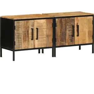 vidaXL Tables de nuit 2 pcs 50x30x45 cm Bois massif brut de manguier pas cher