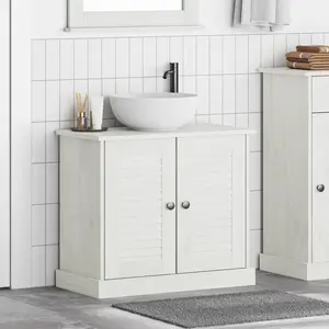 vidaXL Meuble sous évier VIGO Blanc et Blanc Antique 68 x 34 x 59 cm pas cher
