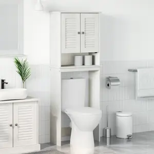 vidaXL Armoire de toilette Blanc 60 x 27 x 161 cm Bois massif en pin pas cher
