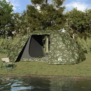 vidaXL Vidaxl Tente De Pêche 7 Personnes Camouflage Imperméable pas cher