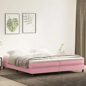 vidaXL Sommier à lattes de lit sans matelas rose 200x220 cm velours pas cher