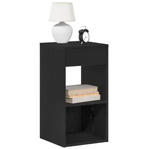 vidaXL Table de chevet avec tiroir noir 35x34x66,5 cm pas cher