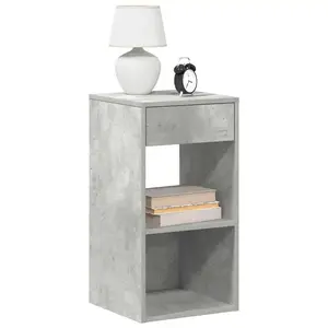 vidaXL Tables de chevet avec tiroir 2 pcs gris béton 35x34x66,5 cm pas cher
