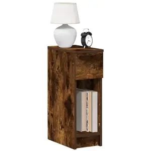vidaXL Tables de chevet avec tiroir 2 pcs chêne fumé 20x36x60 cm pas cher
