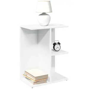 vidaXL Vidaxl Table De Chevet Blanc 46,5x29x61 Cm Bois D?Ingénierie pas cher