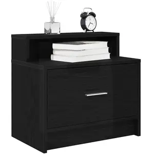 Comparateur de prix : vidaXL Table de chevet avec tiroir chêne noir 51x31x47 cm