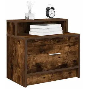 vidaXL Tables de chevet avec tiroir 2 pcs chêne fumé 51x31x47 cm pas cher