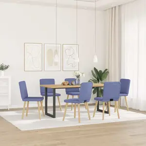 vidaXL Chaises à manger lot de 6 bleu jean tissu pas cher