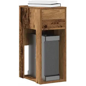 vidaXL Support de tour d'ordinateur avec tiroir vieux bois 30x44x74 cm pas cher