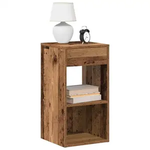 vidaXL Tables de chevet avec tiroir 2 pcs vieux bois 35x34x66,5 cm pas cher