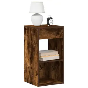 vidaXL Tables de chevet avec tiroir 2 pcs chêne fumé 35x34x66,5 cm pas cher
