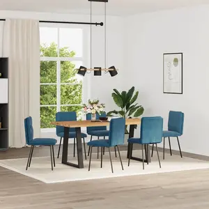 vidaXL Chaises à manger lot de 6 bleu velours pas cher