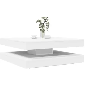 vidaXL Table basse rotative à 360 degrés blanc 90x90x34,5 cm pas cher