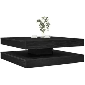 vidaXL Table basse rotative à 360 degrés chêne noir 90x90x34,5 cm pas cher