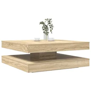 vidaXL Table basse rotative à 360 degrés chêne sonoma 90x90x34,5 cm pas cher