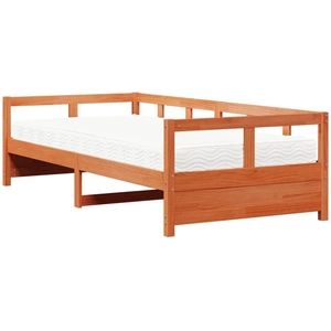 vidaXL Lit de jour avec matelas cire marron 90x200 cm bois pin massif pas cher