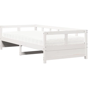 vidaXL Lit de jour avec matelas blanc 90x200 cm bois de pin massif pas cher