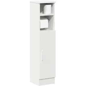 vidaXL Meuble de salle de bain avec porte-rouleau blanc 20,5x22x90 cm pas cher