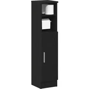vidaXL Meuble de salle de bain avec porte-rouleau noir 20,5x22x90 cm pas cher