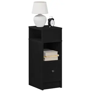 vidaXL Table de chevet avec tiroir noir 25x31x66 cm pas cher