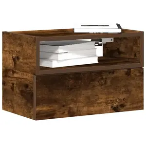 Comparateur de prix : vidaXL Tables de chevet murales 2 pcs Chêne fumé 45x26x28,5 cm