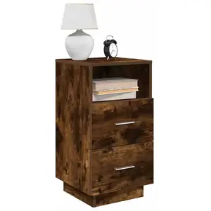 Comparateur de prix : vidaXL Tables de chevet 2 pcs avec 2 tiroirs chêne fumé 36x36x68 cm