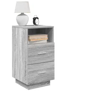 vidaXL Tables de chevet 2 pcs avec 2 tiroirs sonoma gris 36x36x68 cm pas cher