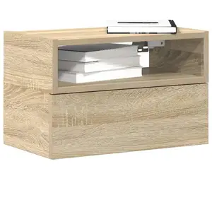 vidaXL Table de chevet murale chêne sonoma 45x26x28,5 cm pas cher