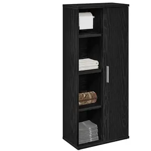 vidaXL Meuble de salle de bain avec porte-rouleau noir 39x22x90 cm pas cher