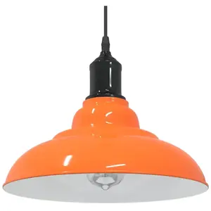 vidaXL Lampe suspendue réglable hauteur E27 orange brillant métalVendu parvidaxl-be