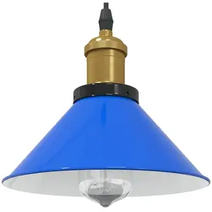 vidaXL Lampe suspendue réglable hauteur E27 bleu foncé Ø 22 cm métal pas cher