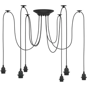 vidaXL Lampe suspendue avec 6 porte-lampes E27 noir métal pas cher