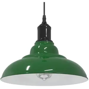 vidaXL Lampe suspendue réglable hauteur E27 vert brillant Ø 31cm métal pas cher