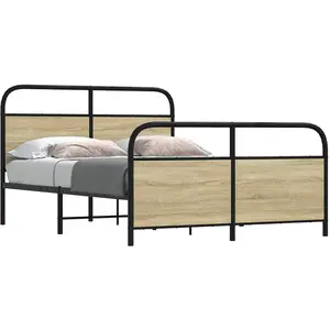 vidaXL Cadre de lit en métal sans matelas chêne sonoma 140x190 cm pas cher