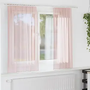 vidaXL Rideaux en voile avec boucles 2 pcs rose clair 140x140 cm pas cher