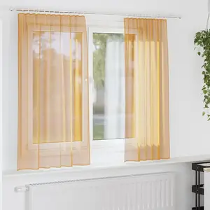 vidaXL Rideaux en voile avec boucles 2 pcs orange 140x140 cm pas cher