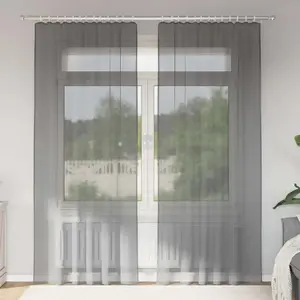 Comparateur de prix : vidaXL Rideaux en voile avec boucles 2 pcs gris foncé 140x245 cm
