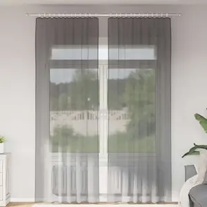 vidaXL Rideaux en voile avec boucles 2 pcs gris foncé 140x260 cm pas cher
