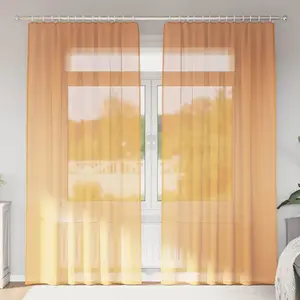 vidaXL Rideaux en voile avec boucles 2 pcs orange 140x225 cm pas cher