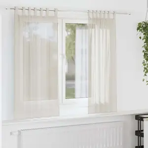 vidaXL Rideaux en voile avec passants 2 pcs crème pas cher